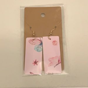 Rectangle Faux Leather Butterly Earrings